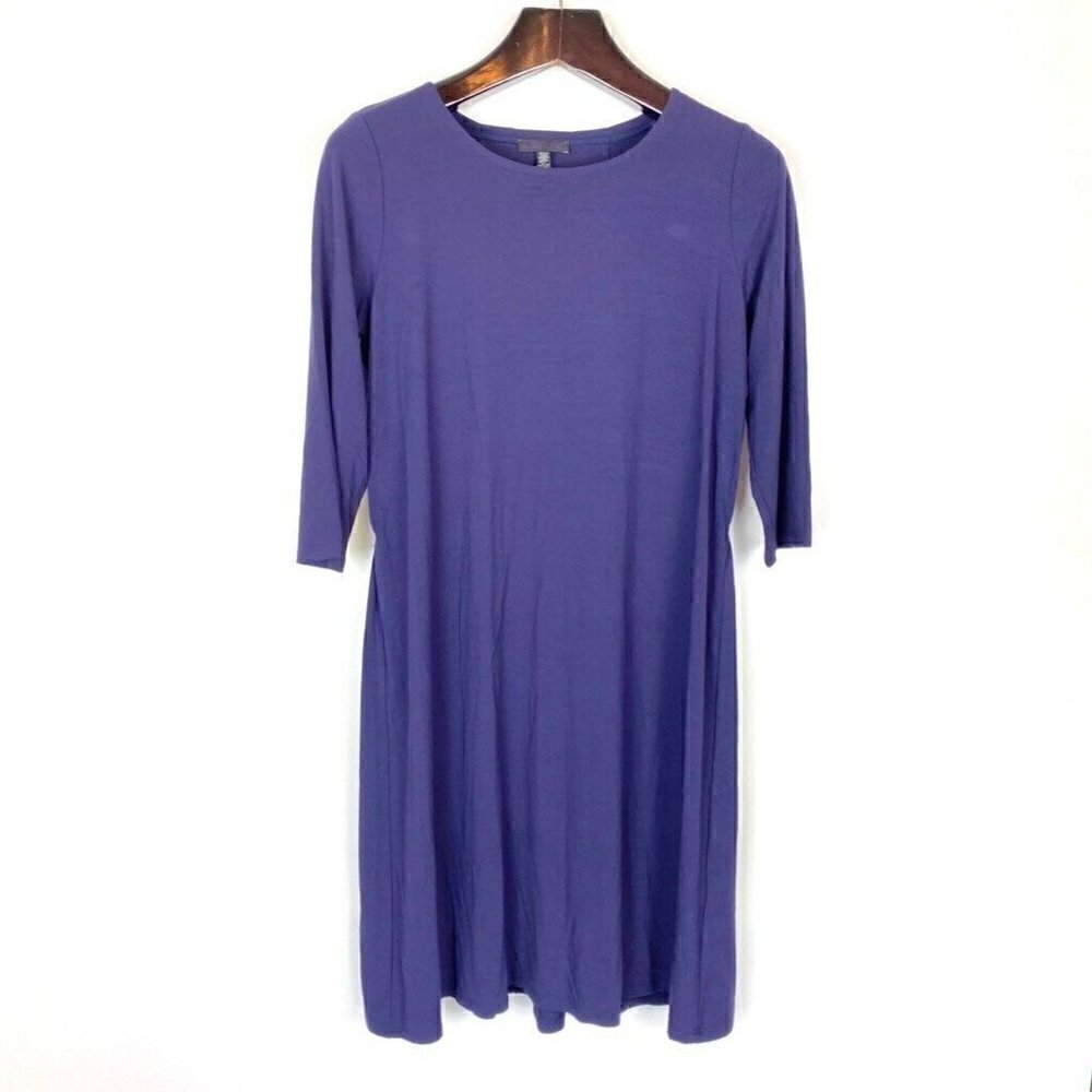 Eileen Fisher Womens Tie Back Shift Dress Blue S